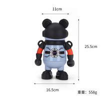 New 316 stainless steel double-layer insulated cup, children's teddy bear doll cup, large capacity portable strap, straw cup