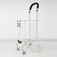 Portable folding shopping cart with aluminum alloy luggage handle and wheels for storing and buying groceries