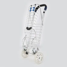 Portable folding shopping cart with aluminum alloy luggage handle and wheels for storing and buying groceries