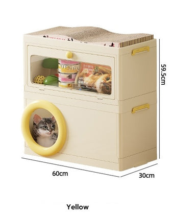 Household storage box starting from one piece, multifunctional pet supplies storage box for living room, bedroom, cat villa with cat scratching board