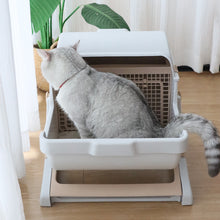 Semi automatic cat litter box anti splash oversized semi enclosed cat toilet manufacturer wholesale lazy cat litter box