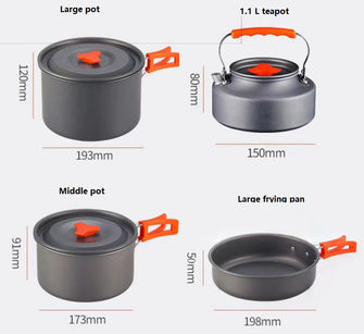 Outdoor pot set for 5-6 people, camping teapot set, camping pot set, picnic pot set, camping cookware set