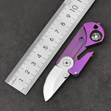 Titanium alloy multifunctional unboxing knife, mini folding knife, outdoor hiking portable knife with compass