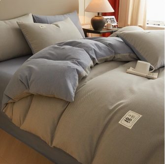 MUJI Matte Bed Four Piece Set 100 All Cotton Cotton Quilt Cover Bed Sheet 2024 New Three Piece Set Bedding R