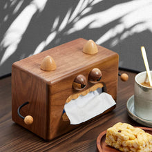 Little Monster Solid Wood Tissue Box Living Room Creative Paper Box Home Restaurant Cute Walnut Storage Tissue Box