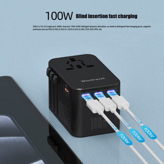 100W Gallium Nitride Fast Charging High Power European Standard American Standard Global Travel Socket Universal Conversion Plug