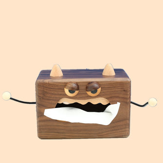 Little Monster Solid Wood Tissue Box Living Room Creative Paper Box Home Restaurant Cute Walnut Storage Tissue Box