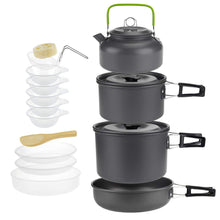 Outdoor camping pot set 4-5 people with teapot combination DS-508 portable picnic pot set teapot set