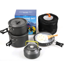 Outdoor camping pot set 4-5 people with teapot combination DS-508 portable picnic pot set teapot set