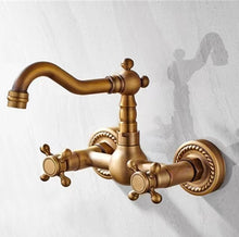 European-style copper home decoration antique simple into the wall kitchen faucet can rotate the kitchen washing basin cold and hot water faucet