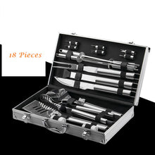 Outdoor Barbecue Set BBQ Stainless Steel Combination Barbecue Tool Aluminum Box Barbecue Set 18 Pieces