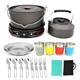 Spot outdoor products Amazon hot selling camping and picnic pot set new camping cookware stove aluminum pot