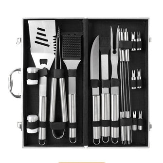 Outdoor Barbecue Set BBQ Stainless Steel Combination Barbecue Tool Aluminum Box Barbecue Set 18 Pieces