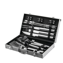 Outdoor Barbecue Set BBQ Stainless Steel Combination Barbecue Tool Aluminum Box Barbecue Set 18 Pieces