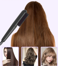 New plug-in negative ion straight hair comb and curling dual-use hair straightener, dormitory and home lazy straight hair curling tool