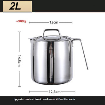 【 Noble Experience 】 316 Stainless Steel Oil Pot with Lid Net Kitchen Oil Filter Artifact