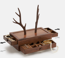 Solid wood deer antlers jewelry storage antique European retro princess wholesale dustproof jewelry Hongyitang jewelry box