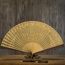 Laochangmen Suzhou Sandalwood Fan -7-inch Burmese Wood Hollow Carving Fan Folding Fan Chinese Style Gift Fan