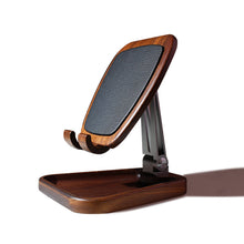 Black walnut solid wood phone holder can hold a tablet, portable folding desktop storage, universal support shelf