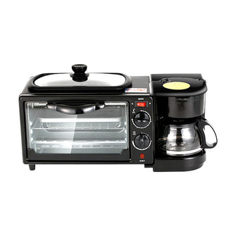 Cross border English multifunctional breakfast machine, home frying, baking, boiling, three in one coffee machine, oven, toaster, toaster