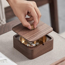 Square Shape Wooden Cigarettes Ash Tray With Creative Wooden Lid Newest Designed Barware Home Hotel Smoking Ashtray