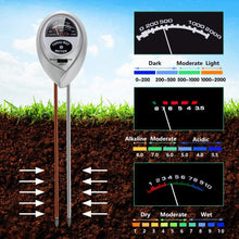 Accept custom Silver 3 In 1 gardening plant flowerpot tester soil moisture meter/PH Meter/illuminance meter