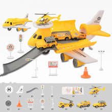 Kids freewheel educational plane storage fire truck car model toy with map