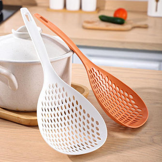 Kitchen Tools Large Nylon Household Long Handle Non-Slip Oval Drain Spoon Drainage Scoop Vegetable Strainer Noodle Colander