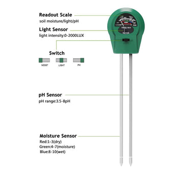 3 in 1 Soil pH/Moisture Meter Mini Conical Tester Soil Moisture Meter for Gardening Flower Farming Soil Test Kit