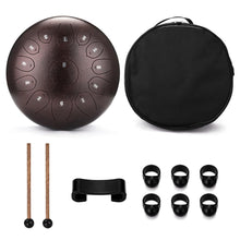 12 inch 13-Tone Steel Tongue Drum Mini Hand Pan Drums with Drumsticks Percussion Musical Instrument for relaxation yoga practice