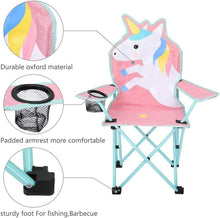 YG-K001 Outdoor Cartoon Animals Folding Kids Camping Chair With Cup Holder And Carry Bag unicorn