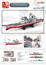 sluban 0700 618Pcs Navy Ship Destroyer Military Model Bricks Warship Building Blocks Sets Educational Toys For Children