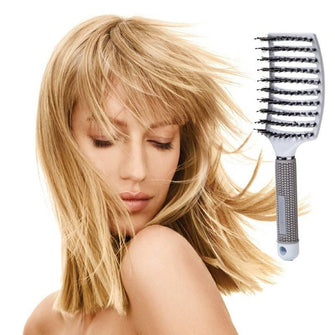 Anti-static Heat-resistant Curved Vent Boar Bristle detangling hair brush Massage Combs for Pro Hair Salon Barber Hair Styling