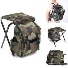 2 in 1 Outdoor Fishing Chair Foldable Camping Stool Portable Backpack Cooler Insulated Picnic Bag Hiking Seat Table Bear Bag