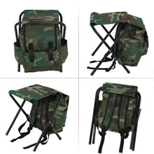 2 in 1 Outdoor Fishing Chair Foldable Camping Stool Portable Backpack Cooler Insulated Picnic Bag Hiking Seat Table Bear Bag