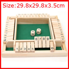 29.8x29.8x3.5cm Shut The Box Dice Board Game 4 Sided 10Number Wooden Flaps Dices Game Set for Pub Bar Party Supplies Game 2021