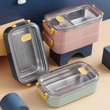 304 Stainless Bento Box Compartments Lunch Box Double Wall Lunch Box With Tableware