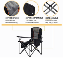 Oversize Padded Outdoor Chair with Cup Holder Storage and Cooler Bag