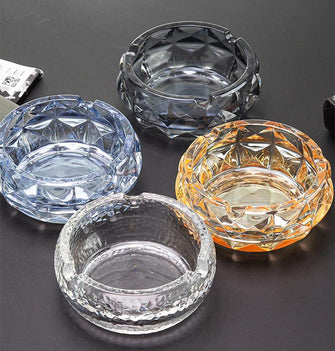 Glass Ashtrays for Indoor Outdoor Decorative Round Crystal Ash Tray