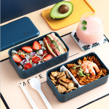 Children's portable 2-layer bento can hold sushi fruit dessert multi-color optional logo plastic lunch box