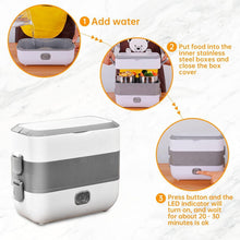 AHLC Electric Lunch Box Food Heater Portable Food Warmer Lunch Box for Leak Proof 4Pcs Removable 304 Stainless Steel Container