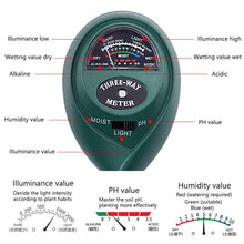 Garden Tool 3 in 1 PH Monitor Temperature Sunlight Tester Soil Meter Ph Measuring Instruments For Plant Flower