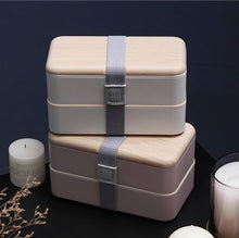 Microwave Double Layer Lunch Box 1200ml Wooden Feeling Salad Bento Box BPA Free Portable Container Box Workers Student