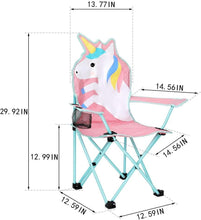 YG-K001 Outdoor Cartoon Animals Folding Kids Camping Chair With Cup Holder And Carry Bag unicorn