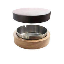 2021 New Nordic Creative stainless steel interior wooden ashtray with lid