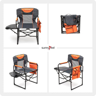 Heavy Duty Portable Folding Chair with Side Table Pocket Handle for Beach Outdoor Camping Director Chair