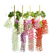 Artificial Flower A bunch of 12pc Simulation Wisteria Flower Silk Artificial Hanging Bush String Home Party Wedding Decoration