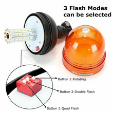 12W LED Rotating Quad Flashing Amber Beacon Flexible Pole Tractor Warning Light Camper Flashing Warning Light