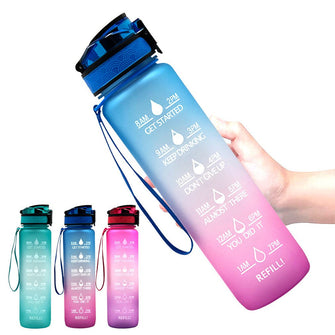 Hot Sale 1L Plastic Water Bottle Frosted Gradient Bouncing Cup Sports Space Cup Sports Fitness Outdoor Bottle For Camping