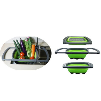 Kitchen Sink Folding Telescopic Tableware Fruit Vegetable Drain Basket Storage Dish Rack Kitchen Organizer and Storage